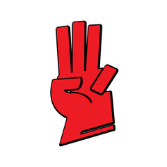 red three finger salute hand  - vector