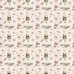 Seamless pattern with cute bunny. Background for kids. Lovely rabbits.