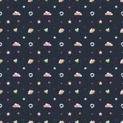 Seamless pattern with cute bunny. Background for kids. Lovely rabbits.