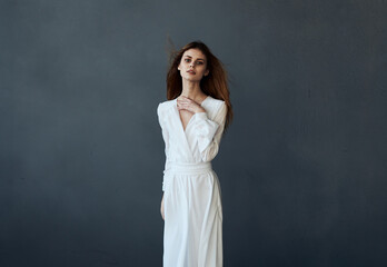 Fototapeta premium beautiful woman white dress dance performed model