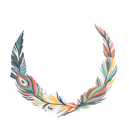 Obraz premium a set of hippie bird feathers. nude color. pastel shades. feather frames