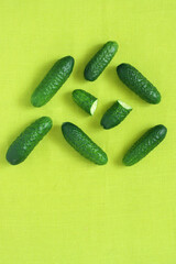 Total green still life of fresh vegetables