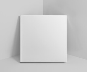 White Square Hard Cover Book Mockup,  Magazine, Book, Booklet, Brochure, 3D Rendered on light gray background	