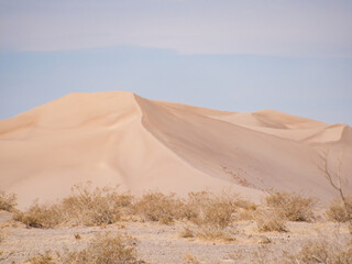 Sunny view of the Amargosa Sand Dunes in a hot day