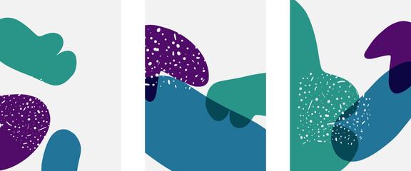 Fototapeta premium Hand drawn doodle shapes, wall art painting style, vector abstract background templates. A4 poster design or for covers, banners, flyers