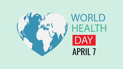 World health day banner concept text design with doctor stethoscope and world globe vector illustration.

