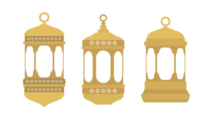 Set of ramadan lantern, collection of happy ramadan lantern decoration flat style design vector illustration