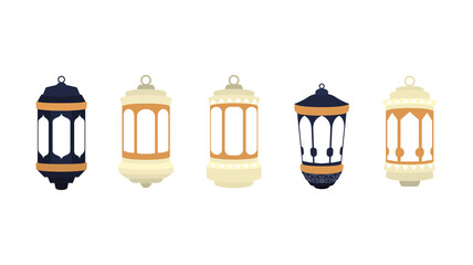 Set of ramadan lantern, collection of happy ramadan lantern decoration flat style design vector illustration © Hunia Studio