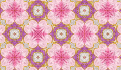 Japanese floral pattern featuring pink sakura flowers called Kikkō or Tortoiseshell