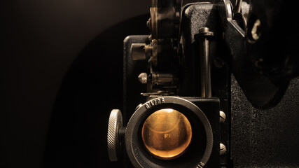 Old film projector in close up view - macro shot