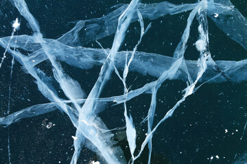 Ice texture of Baikal Lake in winter