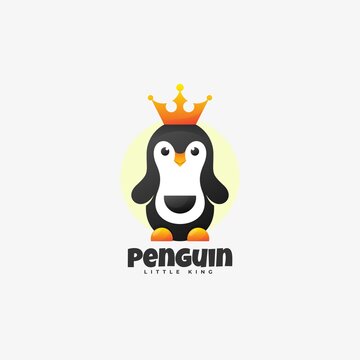 Vector Logo Illustration Penguin Gradient Colorful Style.