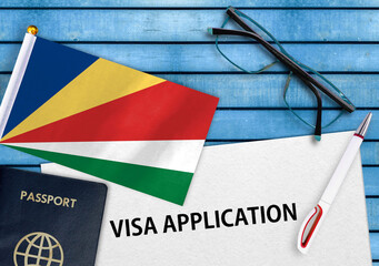 Visa application form and flag of Seychelles