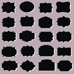 Frame, sticker, price tag, label. Vintage frames collection. Set of  label price or blank paper price tag or empty badges label tag concept. eps 10 vector, easy to modify. Isolated vector objects.