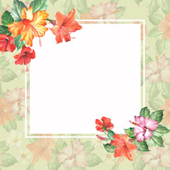 background with frame and flowers