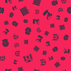 Set Car wash, radiator cooling system, brake disk with caliper and Tow truck on seamless pattern. Vector