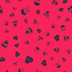 Set Coffee Lovers, Pour coffee maker, cup and book and bean, branch on seamless pattern. Vector