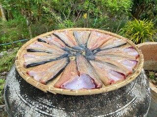 Sun-dried catfish. Food preservation by means of drying in the sun.