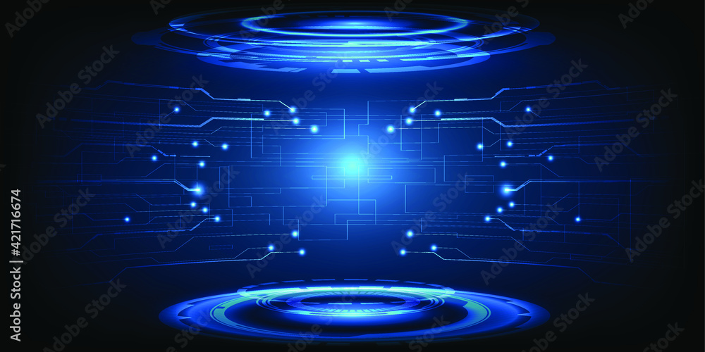 Aufkleber abstract futuristic hi tech stage layout and background.digital hologram stage and hi tech architect