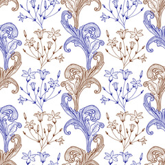  Seamless pattern. Botanical decorative element of the plant. Vector stock illustration eps10.