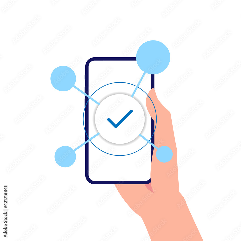 Poster all can be access from smartphone app concept illustration flat design vector eps10