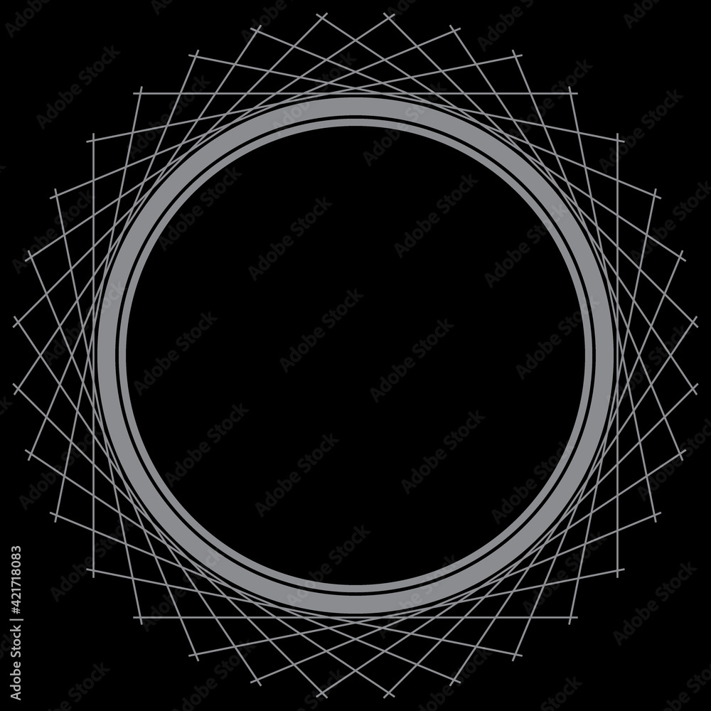 Poster geometric of round lines pattern. design diagonal tile white on black background. design print for i