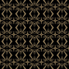 Seamless of ethnic style pattern. Design regular tile gold on black background. Design print for illustration, texture, textile, wallpaper, background.