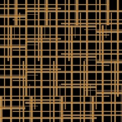 Abstract of vertical and horizontal stripe pattern. Design random lines gold on black background. Design print for illustration, texture, textile, wallpaper, background.