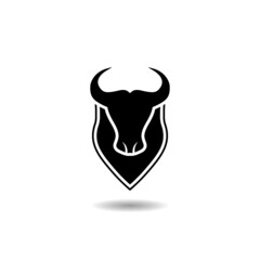 Bull head with horns icon with shadow