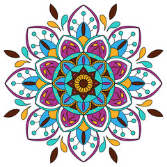 Colorful mandala. Circle lace ornament. Boho stile. Vector illustration