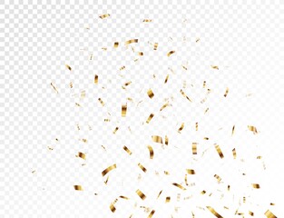 Fototapeta premium Gold confetti background, isolated on transparent background