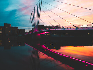 Sunset at Media City, Manchester, Uk.