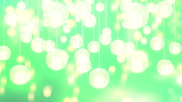 Abstract green neon background with yellow lights