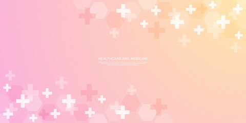Vector illustration of a medical background with hexagons and crosses. Concepts and ideas for healthcare and medicine design