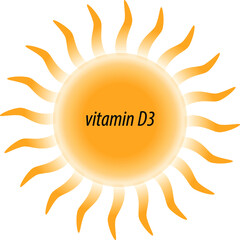 Vitamin D symbol sun icon design. Vector illustration.