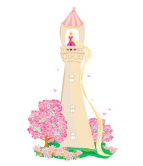 Rapunzel trapped at the top of the tower