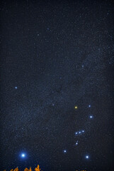 Milky Way stars and starry skies photographed with long exposure from a remote suburb dark location.