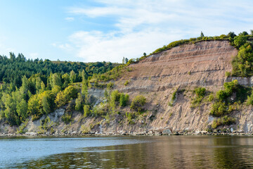 Coast of the Volga River in the middle Volga region in the Republic of Tatarstan. Autumn landscape.