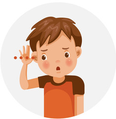 Listening problems boy. Boy Trying to hear something.