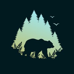 Obraz na płótnie Canvas Silhouette of a bear in the forest
