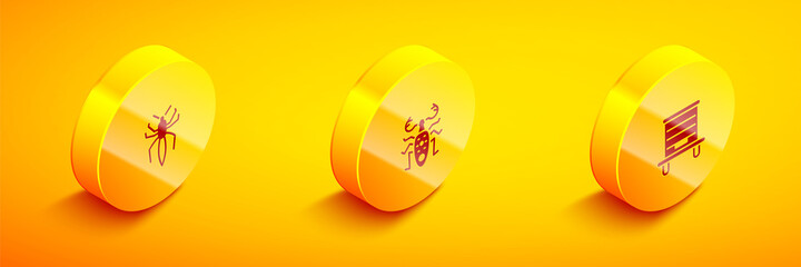 Set Isometric Spider, Beetle deer and Hive for bees icon. Vector