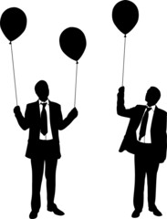 silhouettes of men with balloons - 421729003