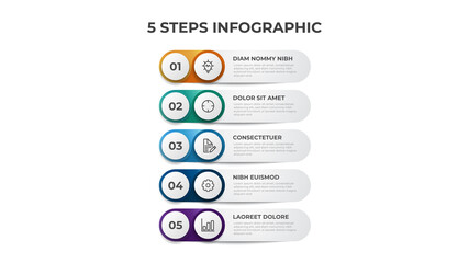 5 points of steps, infographic element template vector, list layout diagram