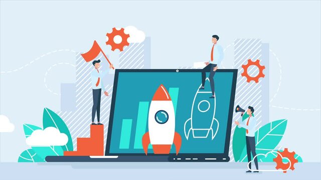 Startup new business project. Development process. Innovation product, creative idea. Start up launch, Start up venture, entrepreneurship concept. Isolated concept creative illustration