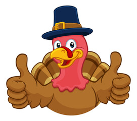Turkey Pilgrim Hat Thanksgiving Cartoon Character
