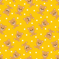 Cute cartoon bear. Vector illustration. Seamless pattern.	