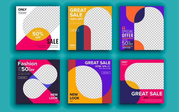 Set Of Sale Banner Template Design. Vector Illustration.