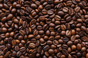 Obraz premium Roasted coffee beans background.