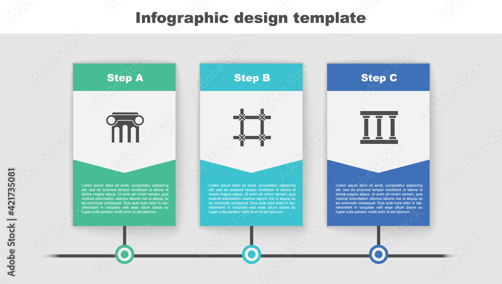 Wall mural Set Law pillar, Prison window and . Business infographic template. Vector