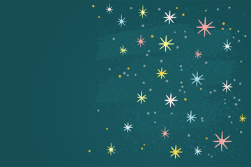 Fototapeta premium Vector background illustration of dark nights sky with colorful stars